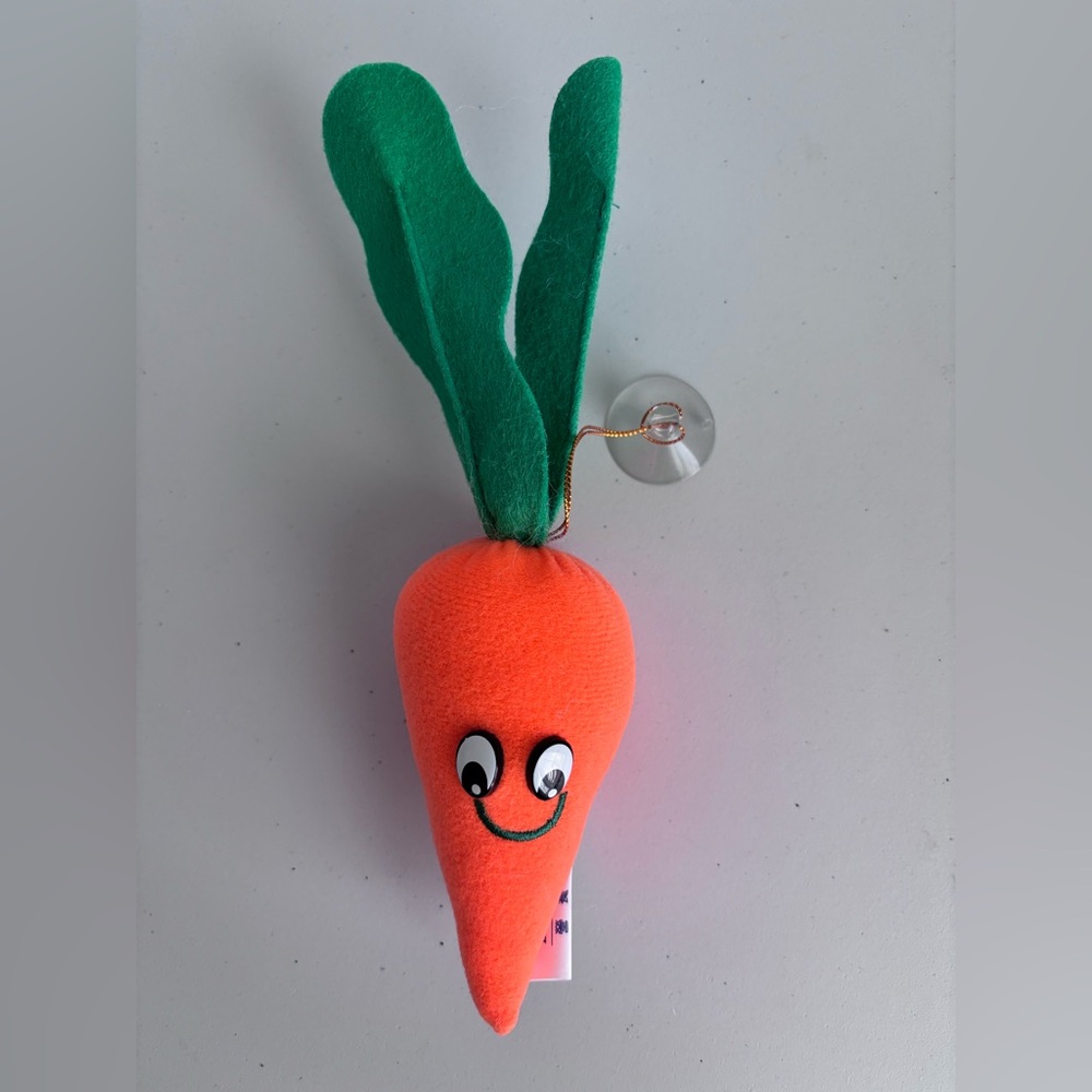 Orange Carrot Plush Toy with Green Leaves